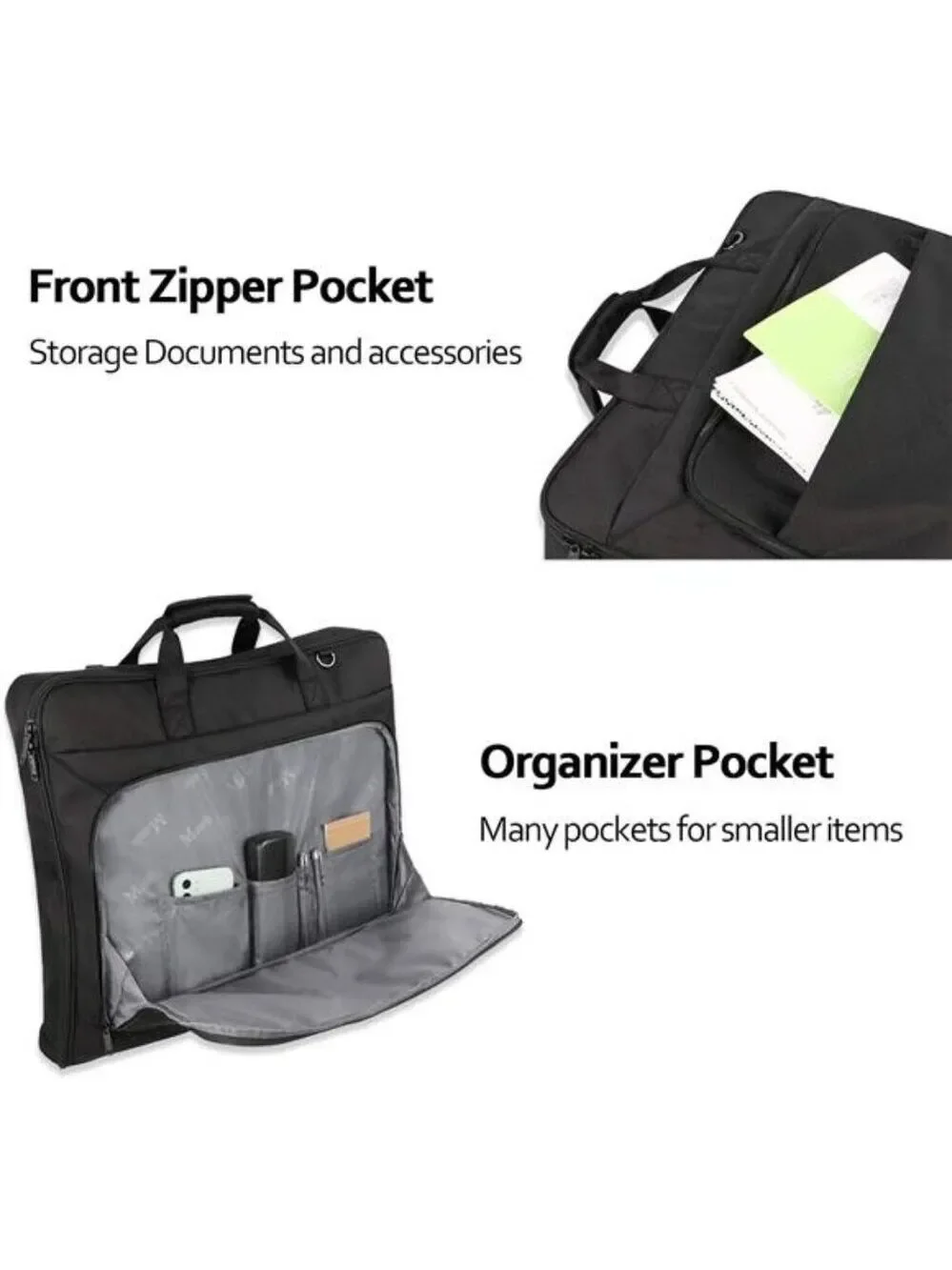 Travel Garment Bag Suit Carrier Hanging Foldable Wrinkle Free Luggage Bag Black